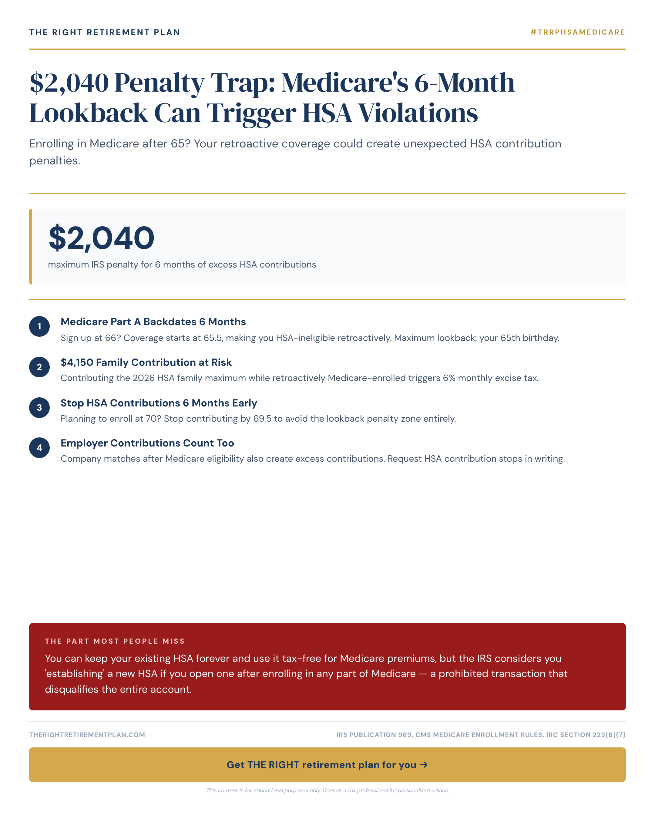 $2,040 Penalty Trap: Medicare's 6-Month Lookback Can Trigger HSA Violations