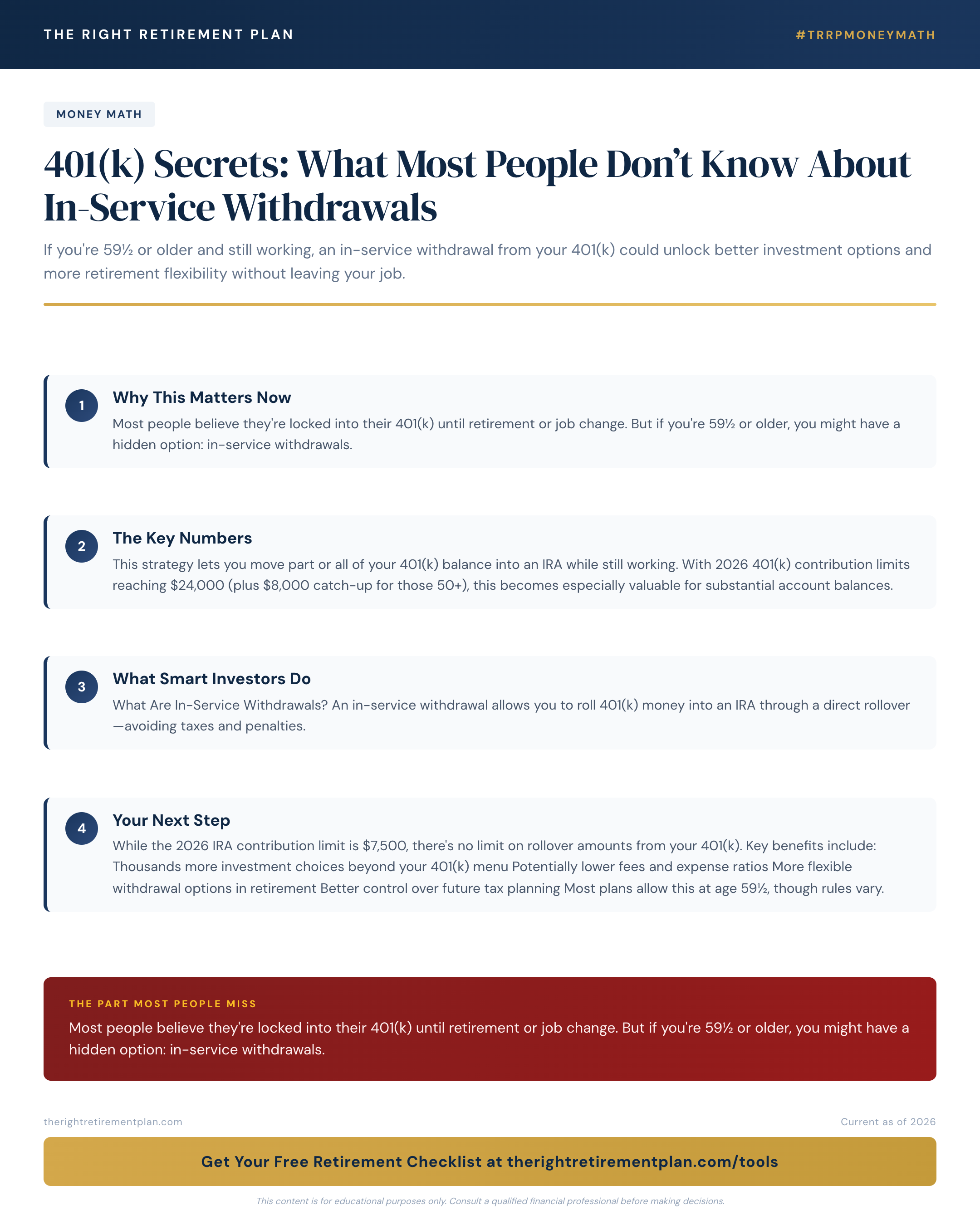 401(k) Secrets: What Most People Don’t Know About In-Service Withdrawals