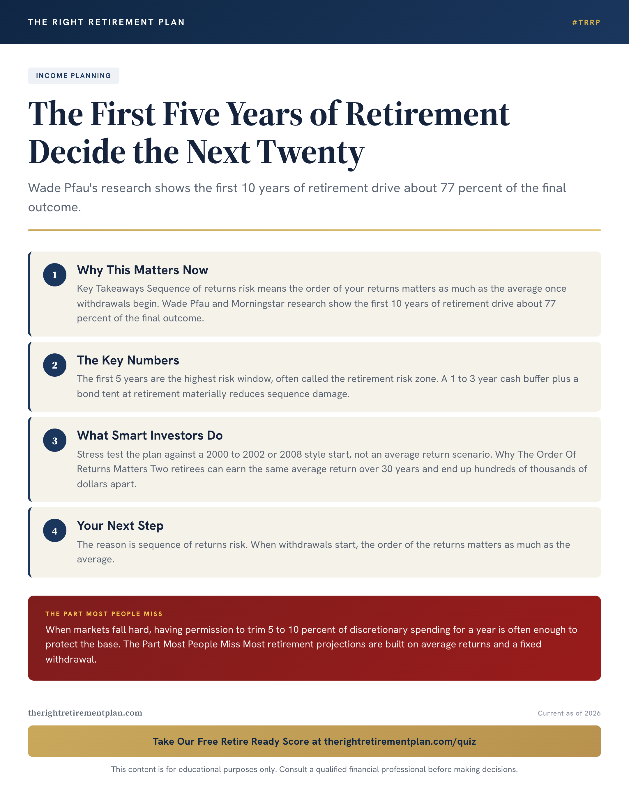 The First Five Years of Retirement Decide the Next Twenty