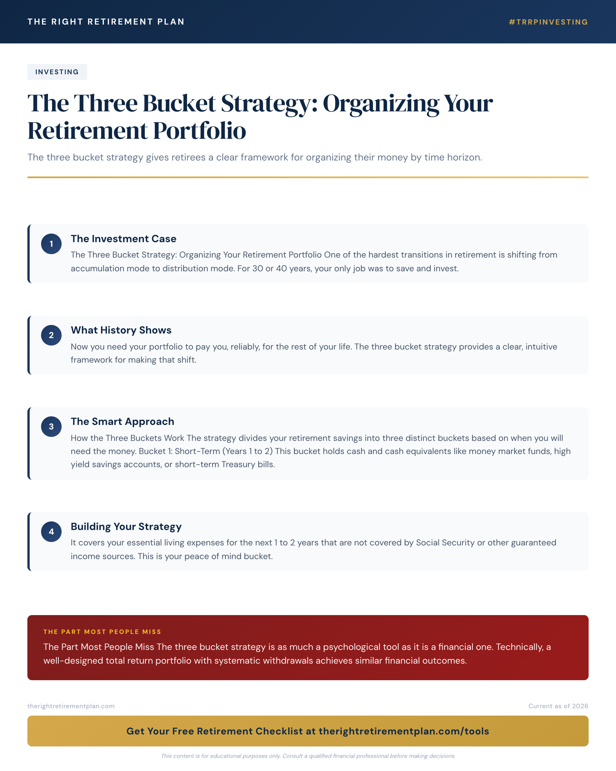 The Three Bucket Strategy: Organizing Your Retirement Portfolio